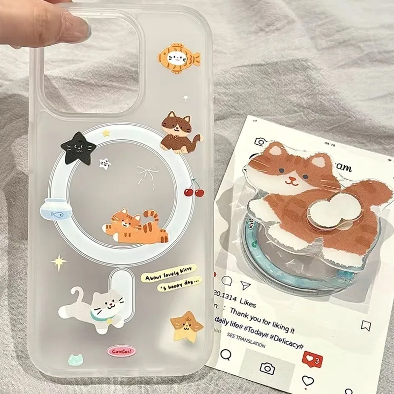 Phone Cases Quirky - 심플한 만화 재미있는 귀여운 고양이 디자인의