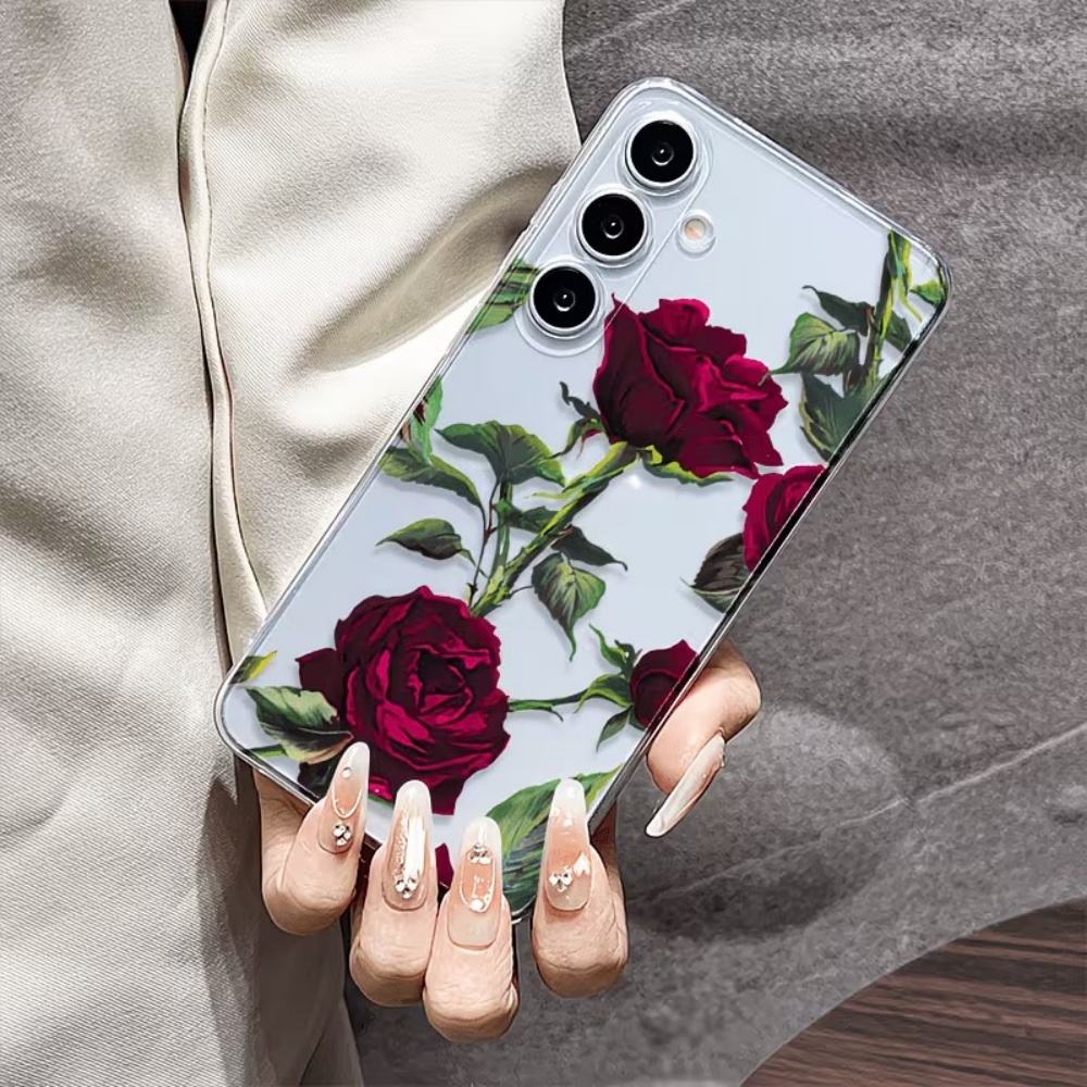 Phone Cases Aesthetic - 심미적인 레드 로즈 플로럴 폰 케이스