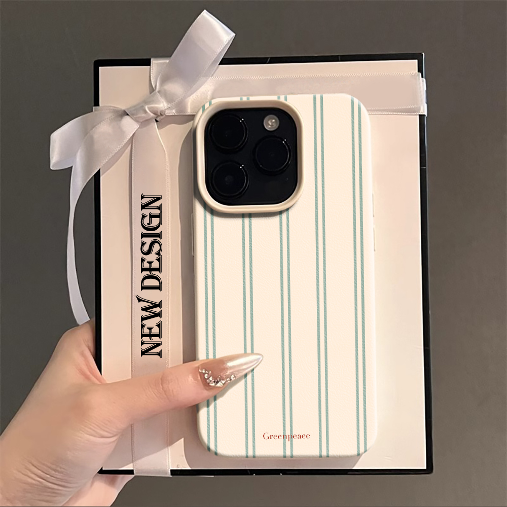 Phone Cases Pink - 핑크 스트라이프 프린트 여름 폰 케이스