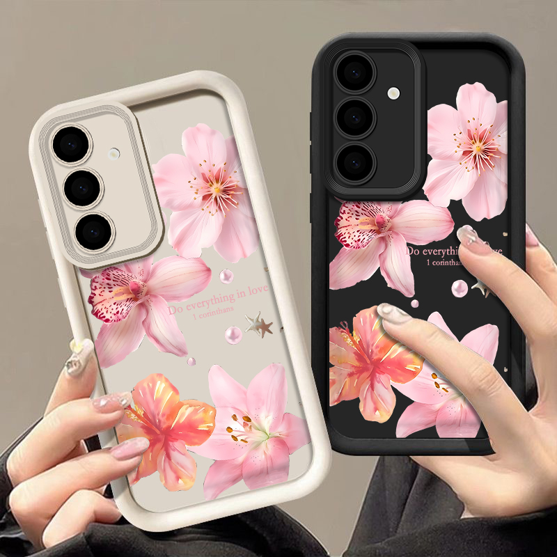 Phone Cases Pink - 핑크 꽃무늬 폰 케이스 삼성 갤럭시