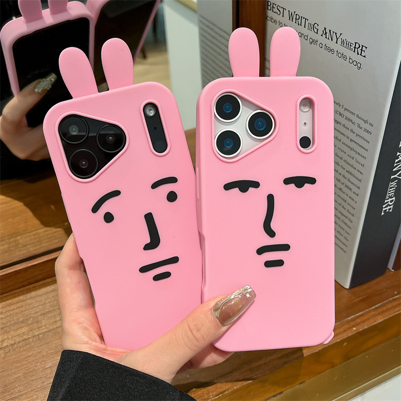 Phone Cases Quirky - 귀여운 3D 재미있는 만화 핑크 이모티콘
