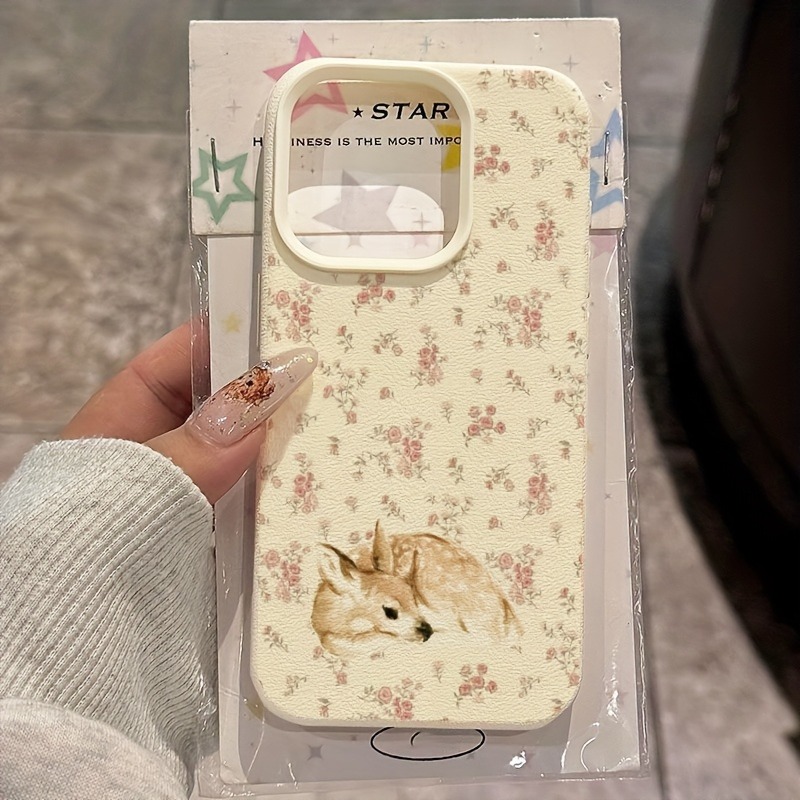 Phone Cases Cute Iphone 13 - 귀여운 사슴과 꽃무늬 디자인의 리치 폰