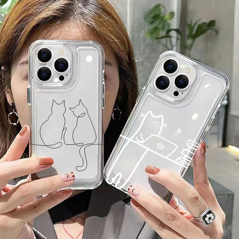 Phone Cases Xiaomi 14T - 귀여운 라인 고양이 디자인 낙하 방지