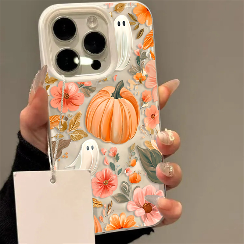 Phone Cases Cute Iphone 13 - 가을 귀여운 유령 호박 꽃 아이폰