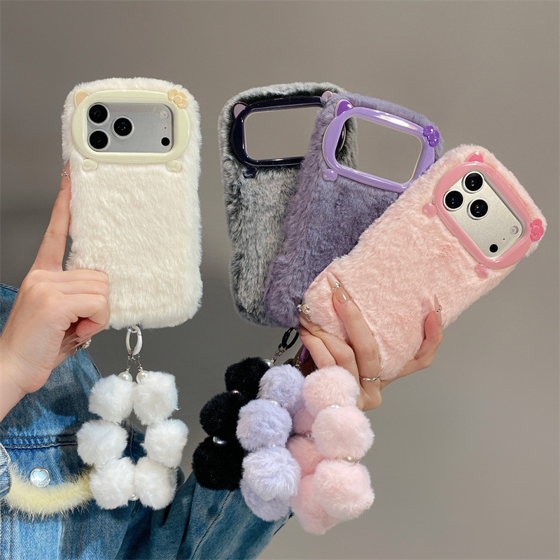 Phone Cases Amazon - 고급 솔리드 컬러 퍼리 플러시 폰