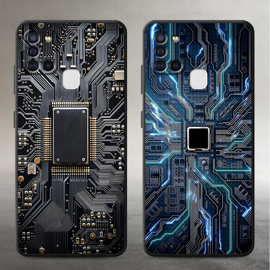 Phone Cases Galaxy A17 - 레트로 회로 기판 디자인 폰 케이스