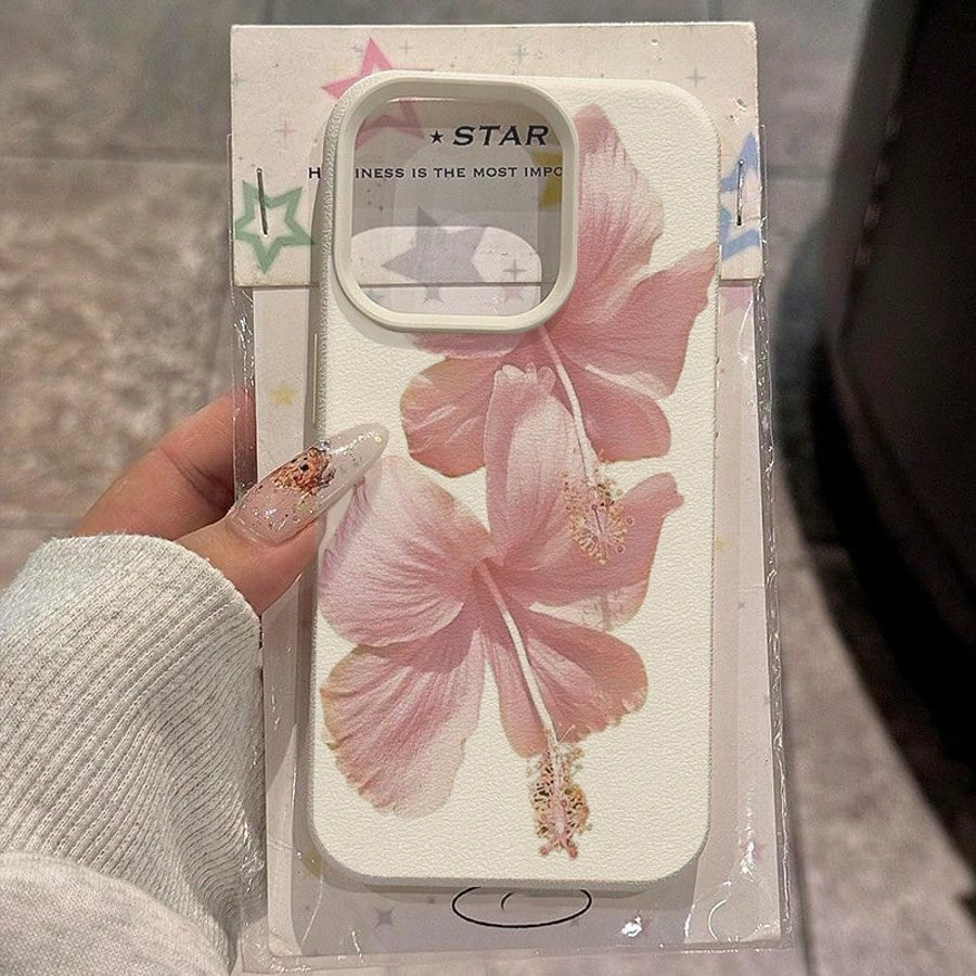 Phone Cases Aesthetic - 핑크 히비스커스 우아한 고급 디자인 아이폰