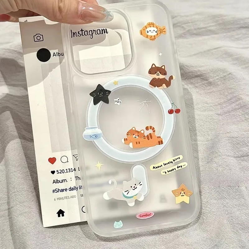 심플한 만화 재미있는 귀여운 고양이 디자인의 맥세이프  - Phone Cases Quirky 리뷰 및 가격