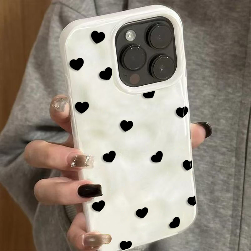 심미적이고 귀여운 블랙 하트 충격 방지 폰 케이스 (아 - Phone Cases Cute Iphone 13 리뷰 및 가격