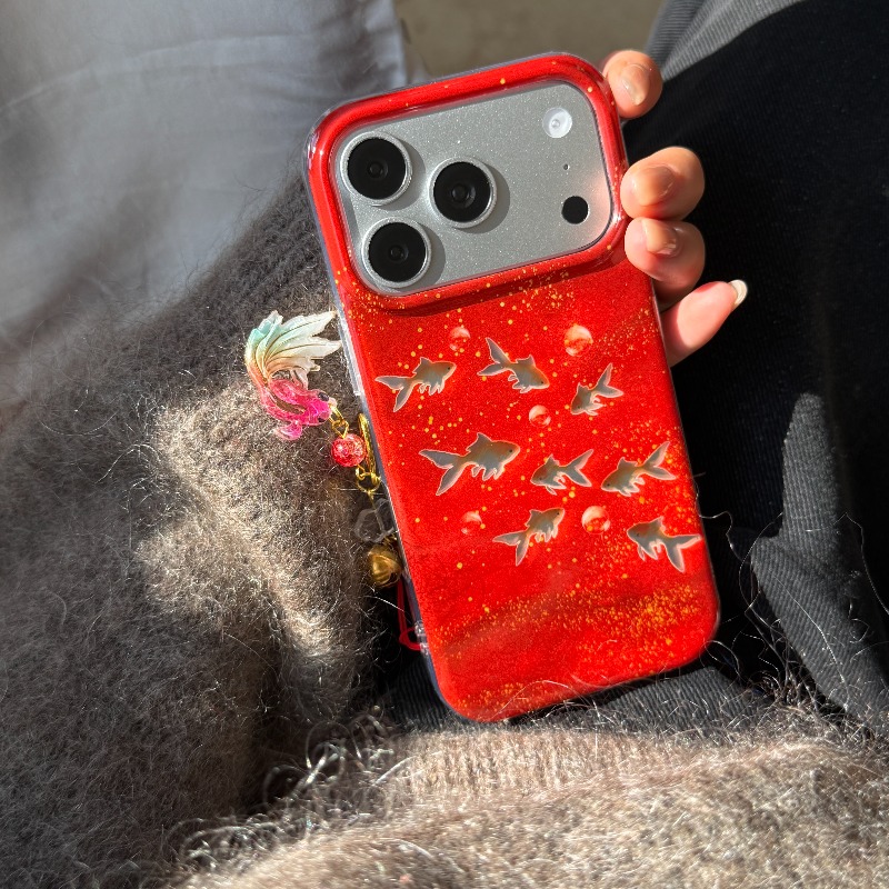 행운의 붉은 반짝이 금붕어 & 버블 포춘 참 벨 참 폰 - Phone Cases Redbubble 리뷰 및 가격