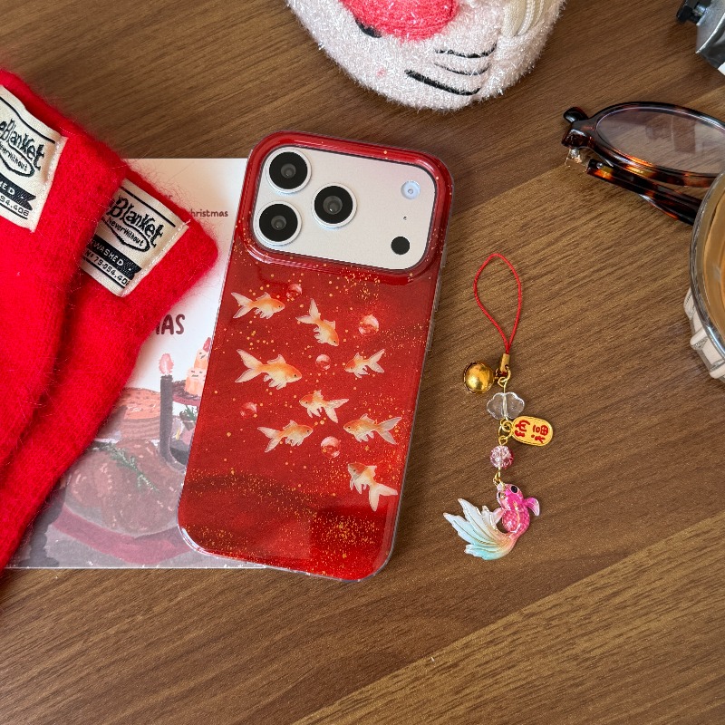 행운의 붉은 반짝이 금붕어 & 버블 포춘 참 벨 참 폰 - Phone Cases Redbubble 리뷰 및 가격