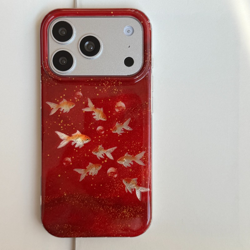 행운의 붉은 반짝이 금붕어 & 버블 포춘 참 벨 참 폰 - Phone Cases Redbubble 리뷰 및 가격
