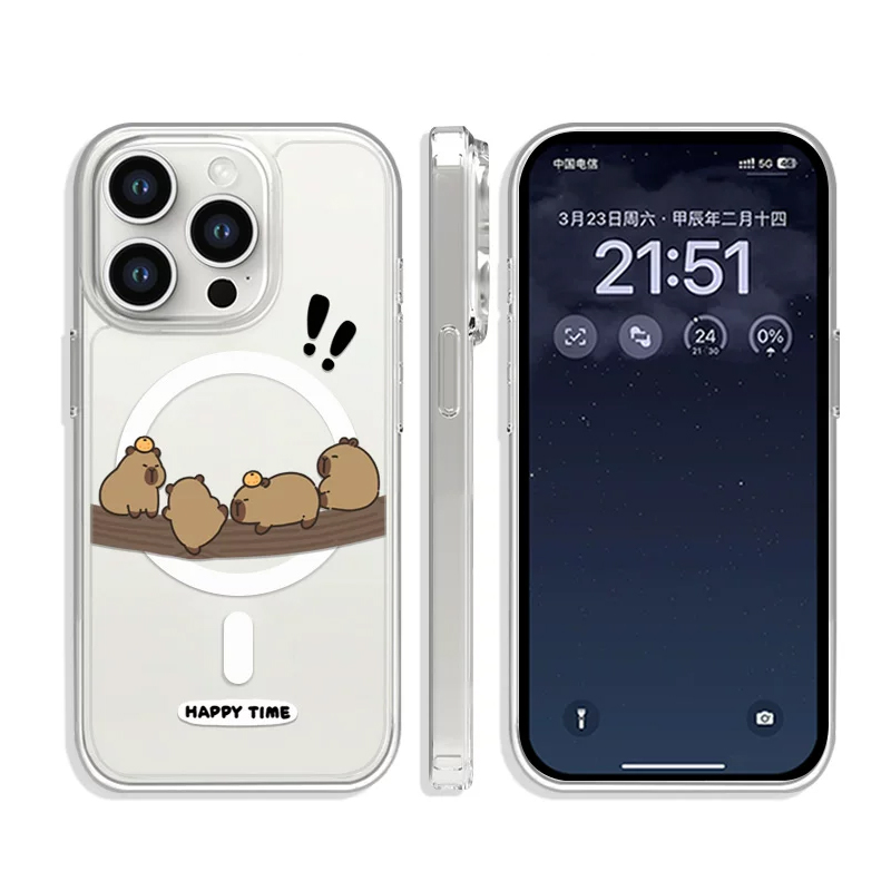 귀엽고 재미있는 나무 위에서 놀고 있는 카피바라 커플이 - Phone Cases Quirky 리뷰 및 가격