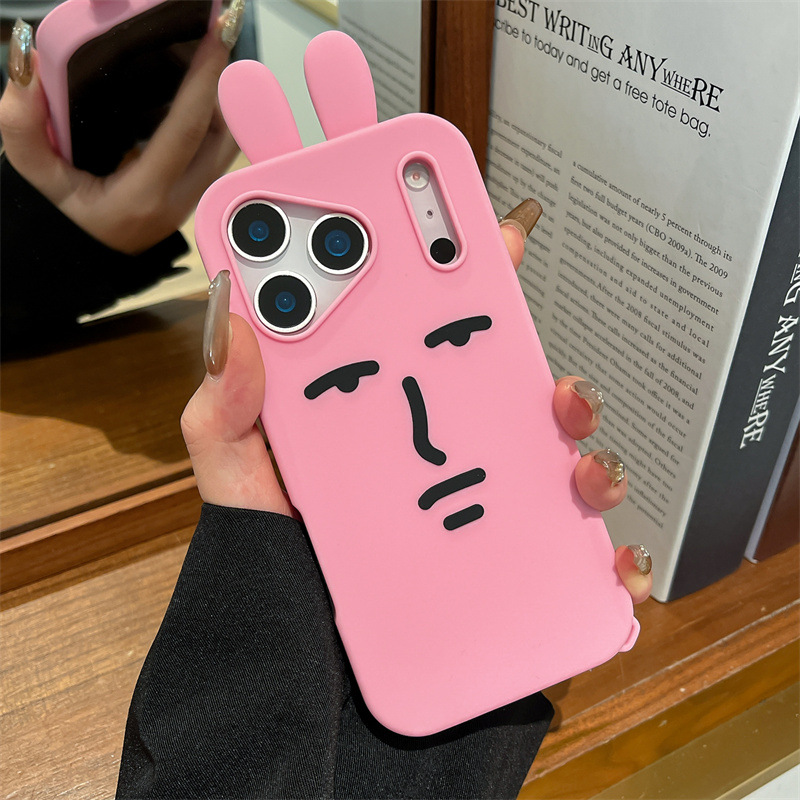 귀여운 3D 재미있는 만화 핑크 이모티콘 토끼 폰 케이 - Phone Cases Quirky 리뷰 및 가격