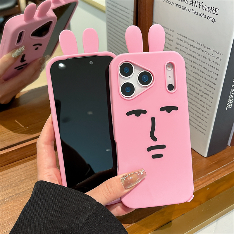 귀여운 3D 재미있는 만화 핑크 이모티콘 토끼 폰 케이 - Phone Cases Quirky 리뷰 및 가격