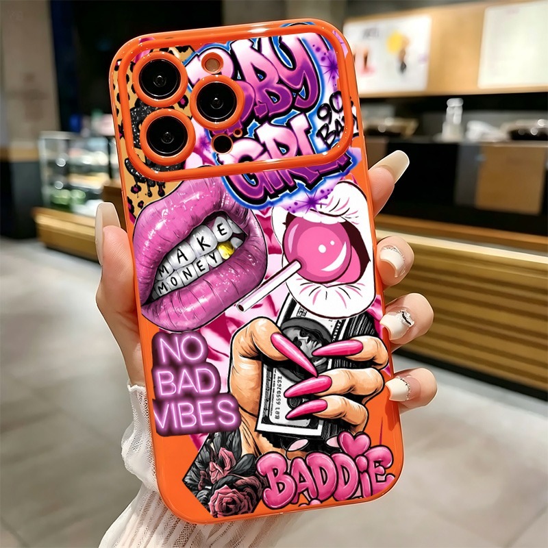 힙합 핑크 입술 아기 소녀 그래피티 프린트 폰 케이스  - Phone Cases Amazon 리뷰 및 가격