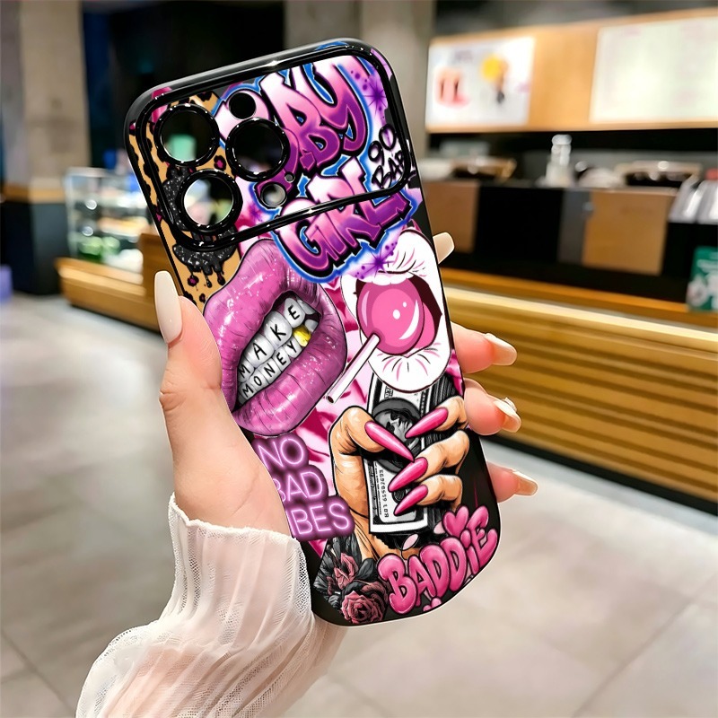 힙합 핑크 입술 아기 소녀 그래피티 프린트 폰 케이스  - Phone Cases Amazon 리뷰 및 가격
