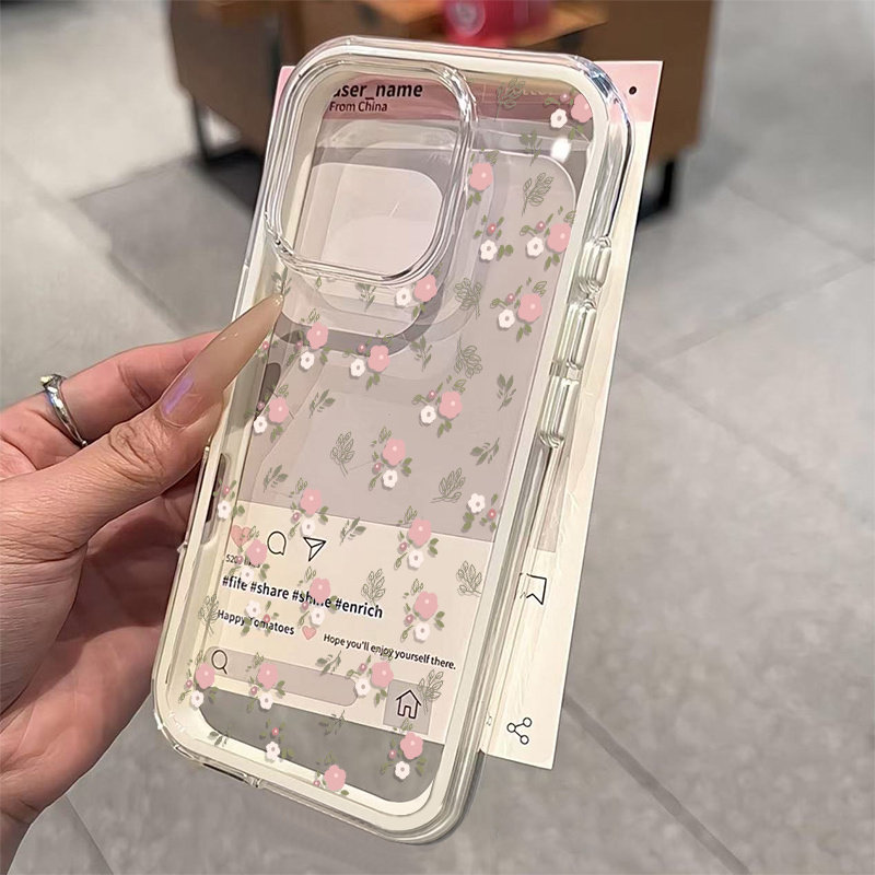 그린 리프 핑크 꽃 2in1 투명 소프트 TPU 폰 케 - Phone Cases Pink 리뷰 및 가격