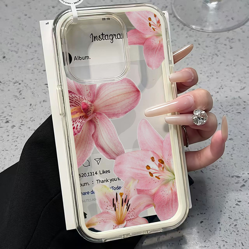 핑크 릴리 플라워 투명 폰 케이스 아이폰 17 11 1 - Phone Cases Pink 리뷰 및 가격