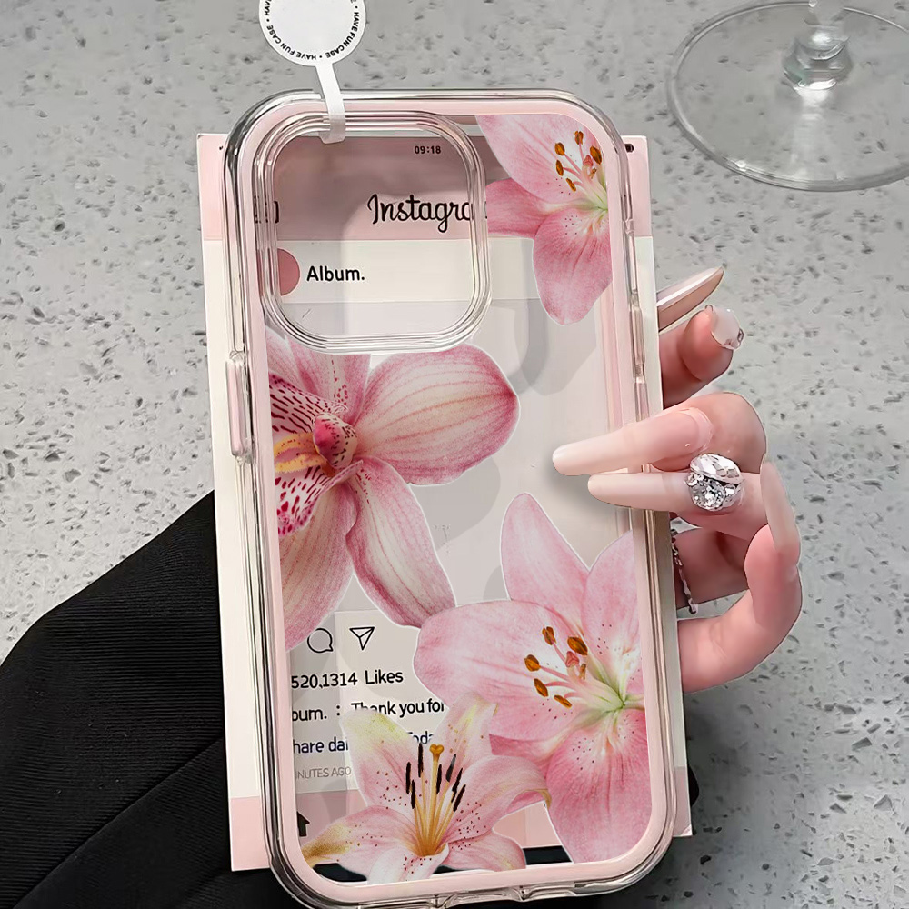 핑크 릴리 플라워 투명 폰 케이스 아이폰 17 11 1 - Phone Cases Pink 리뷰 및 가격