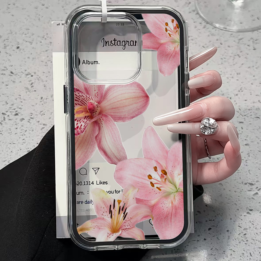 핑크 릴리 플라워 투명 폰 케이스 아이폰 17 11 1 - Phone Cases Pink 리뷰 및 가격