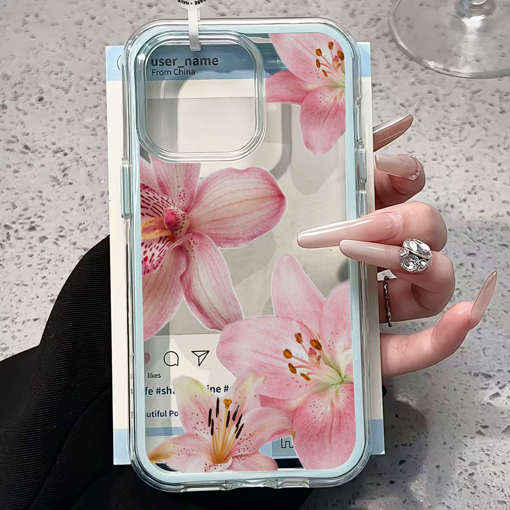 핑크 릴리 플라워 투명 폰 케이스 아이폰 17 11 1 - Phone Cases Pink 리뷰 및 가격
