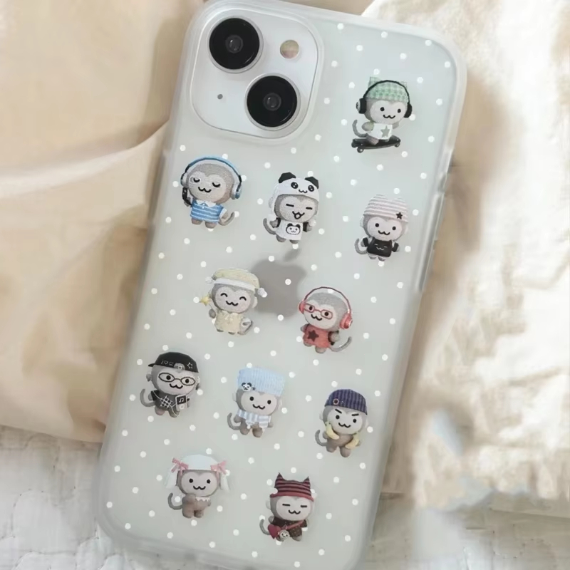 심플하고 귀여운 원숭이 화이트 물방울 무늬 폰 케이스  - Phone Cases Amazon 리뷰 및 가격