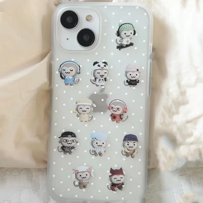 심플하고 귀여운 원숭이 화이트 물방울 무늬 폰 케이스  - Phone Cases Amazon 리뷰 및 가격