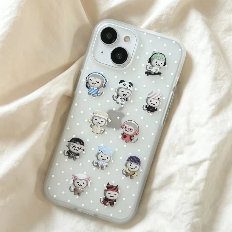 심플하고 귀여운 원숭이 화이트 물방울 무늬 폰 케이스  - Phone Cases Amazon 리뷰 및 가격