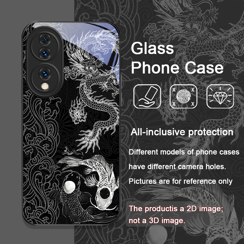 미적 감각의 멋진 블랙 드래곤 프린트 강화유리 휴대폰  - Phone Cases Aesthetic 리뷰 및 가격