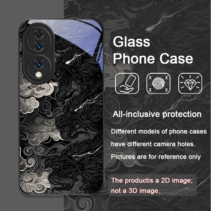 미적 감각의 멋진 블랙 드래곤 프린트 강화유리 휴대폰  - Phone Cases Aesthetic 리뷰 및 가격