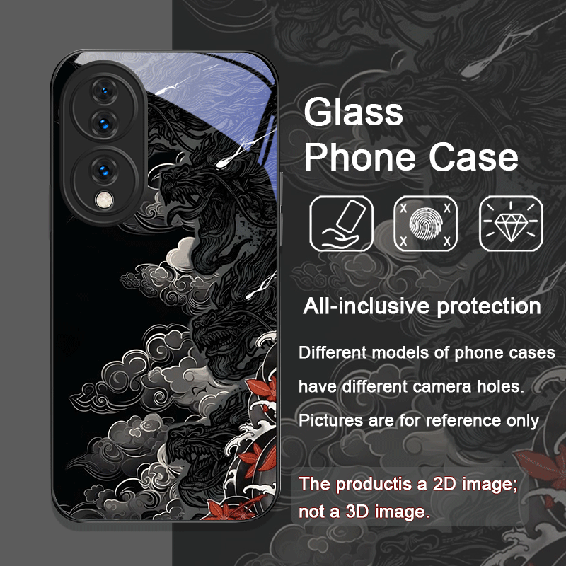 미적 감각의 멋진 블랙 드래곤 프린트 강화유리 휴대폰  - Phone Cases Aesthetic 리뷰 및 가격