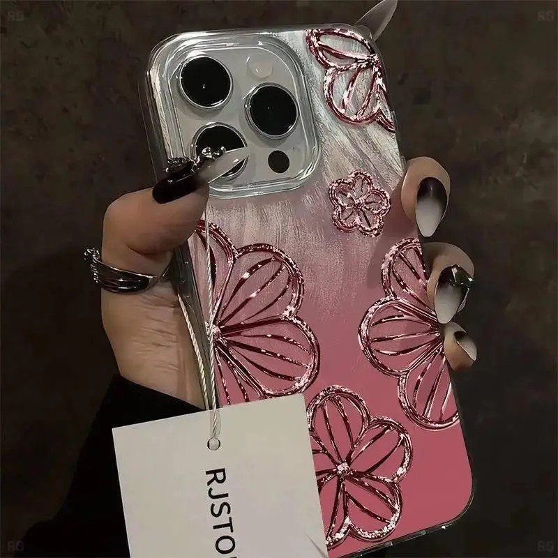 패셔너블한 그라데이션 유리 꽃 고급 깃털 실 핸드폰 케 - Phone Cases You Can Design 리뷰 및 가격