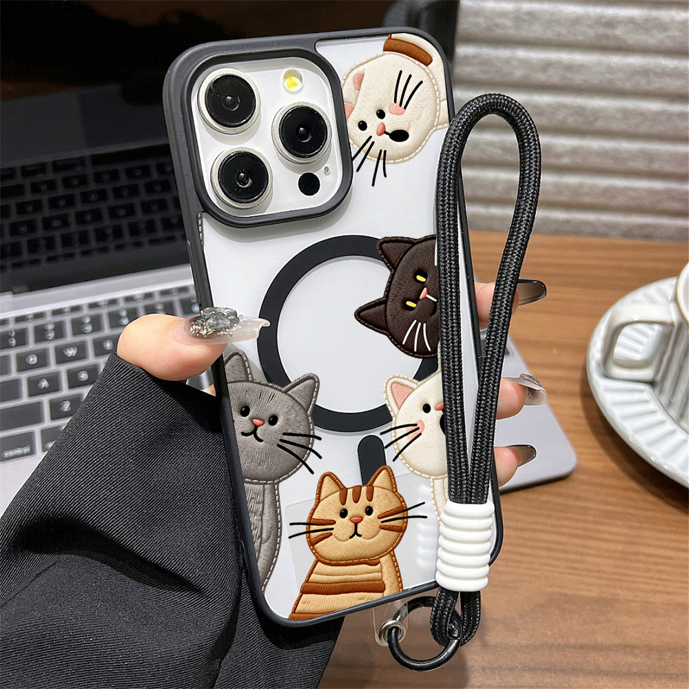 귀여운 자수풍 고양이 디자인 아이폰 15 16 12 1 - Phone Cases Cute Iphone 13 리뷰 및 가격