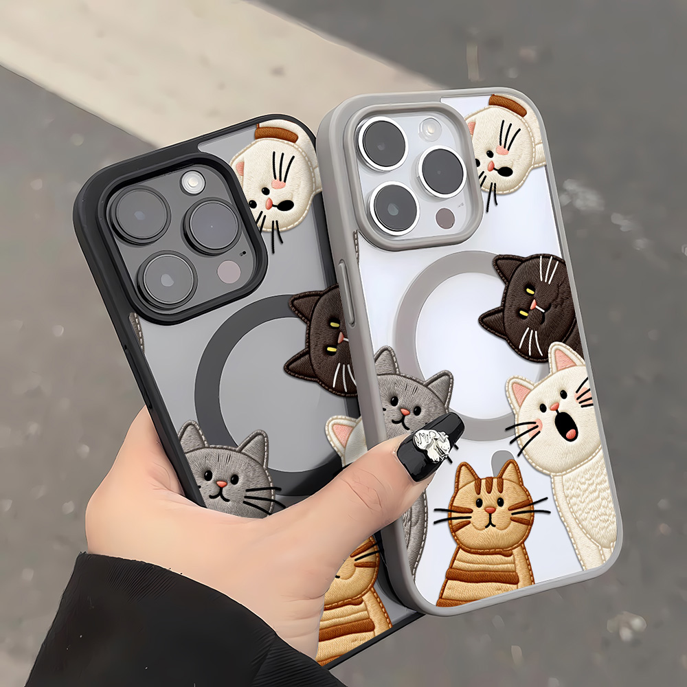 귀여운 자수풍 고양이 디자인 아이폰 15 16 12 1 - Phone Cases Cute Iphone 13 리뷰 및 가격