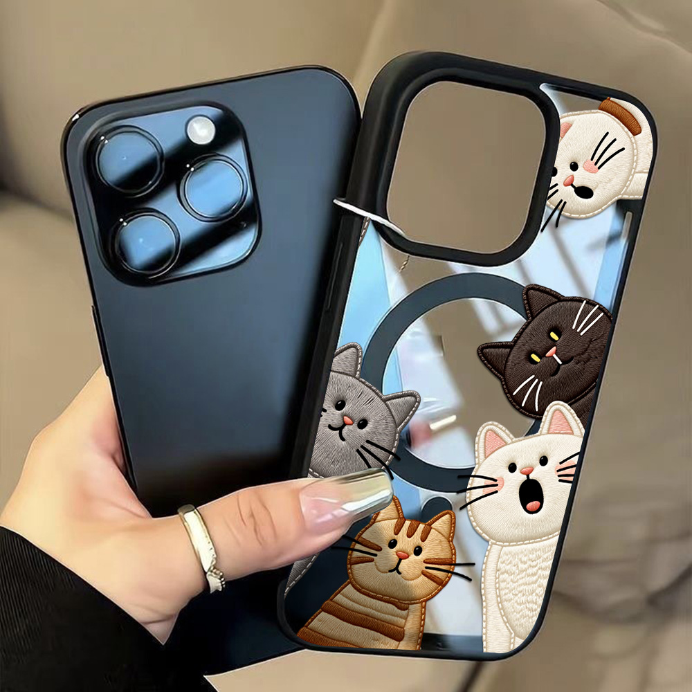 귀여운 자수풍 고양이 디자인 아이폰 15 16 12 1 - Phone Cases Cute Iphone 13 리뷰 및 가격
